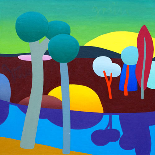 Flusslandschaft (73)  2008  50 x 50 cm  Öl, Leinen